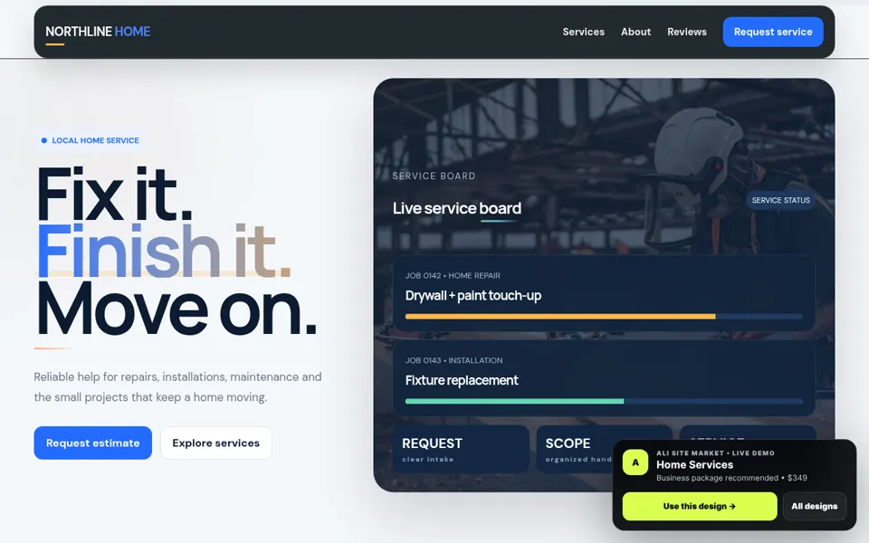 Home Services website desktop preview
