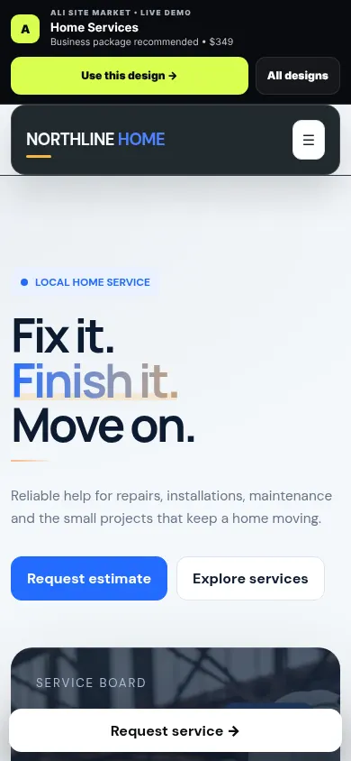 Home Services website mobile preview