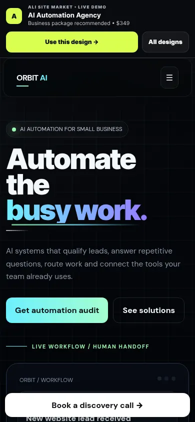 Ai Automation website mobile preview