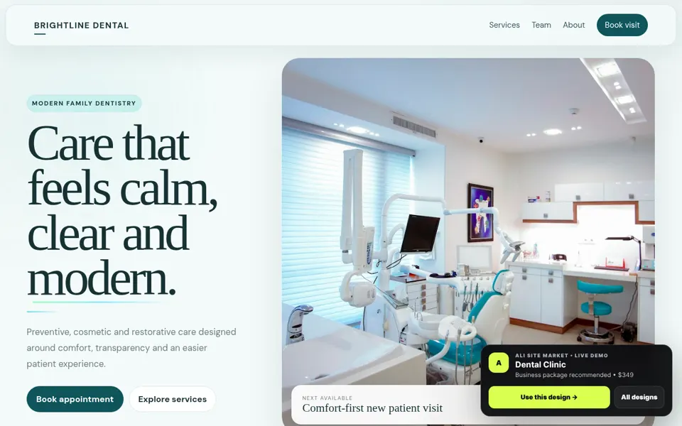 Selected website preview