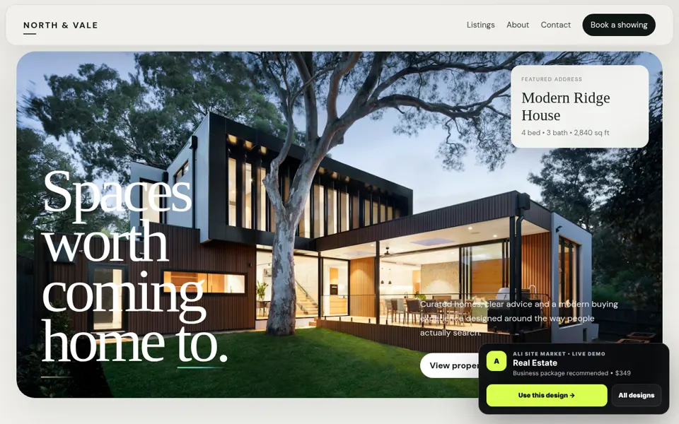 Real Estate website desktop preview