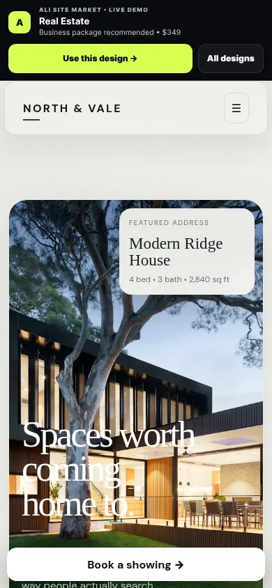 Real Estate website mobile preview