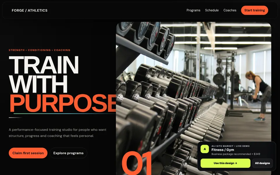 Fitness website desktop preview