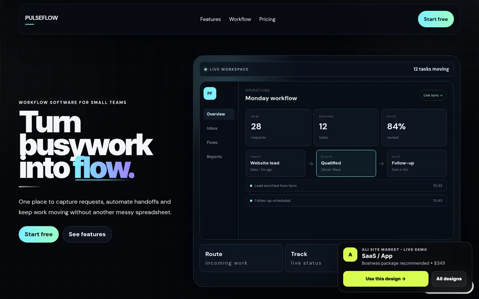 Saas website desktop preview