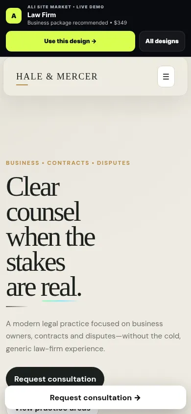 Law Firm website mobile preview