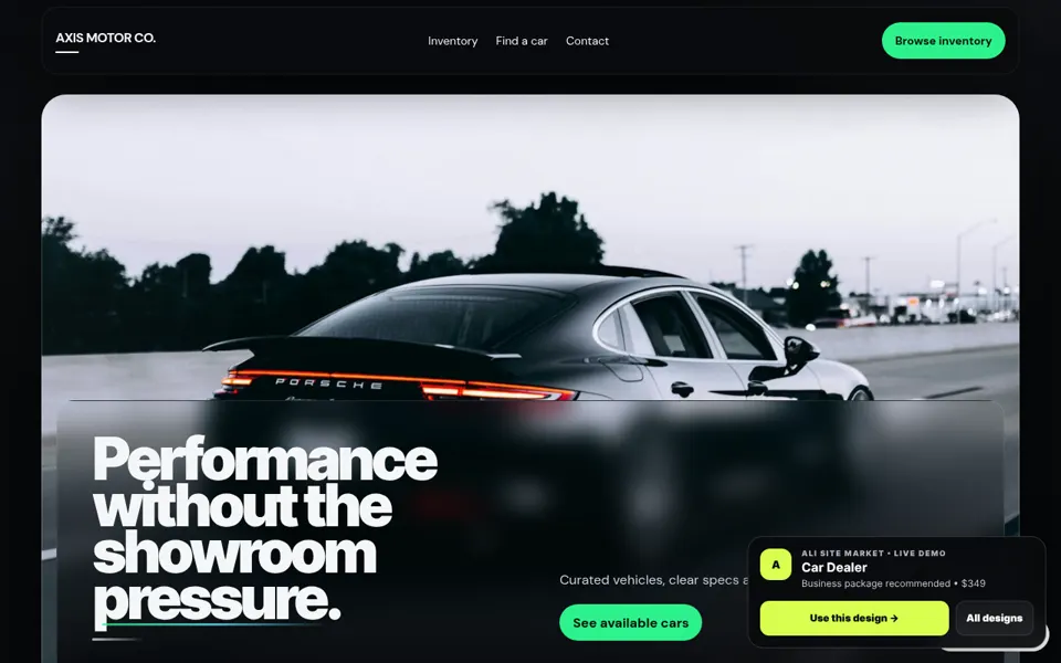 Auto Dealer website desktop preview