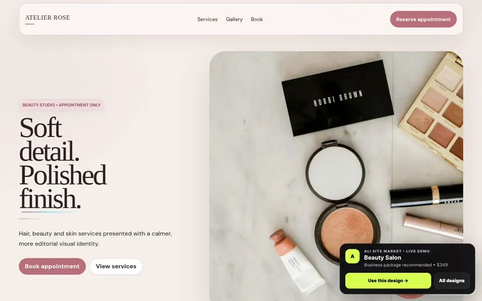Beauty Salon website desktop preview