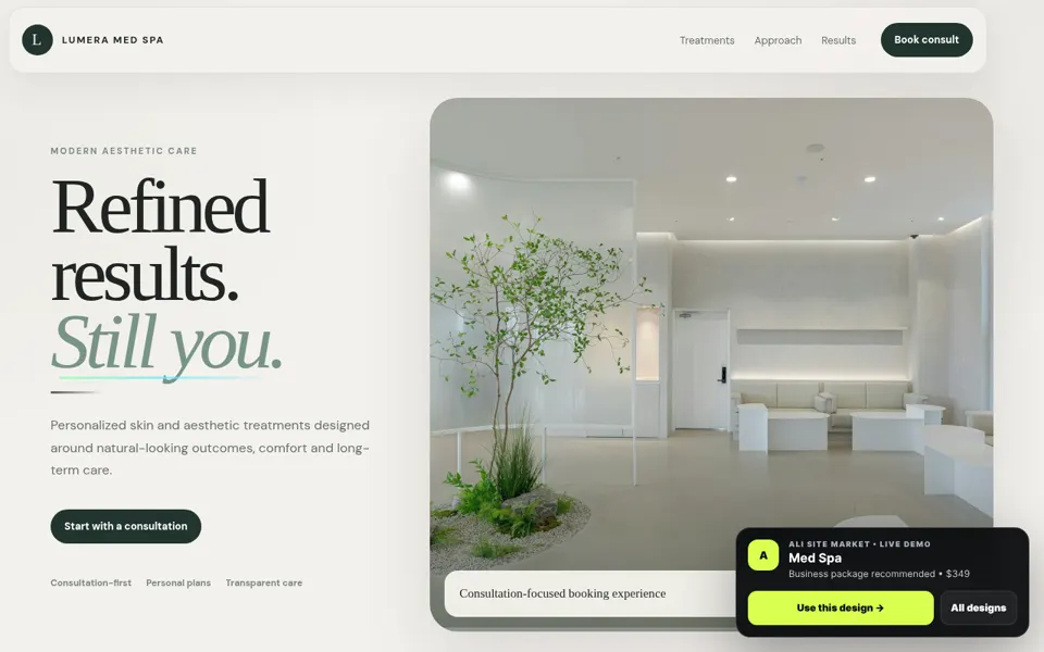 Med Spa website desktop preview