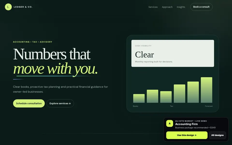 Accounting website desktop preview